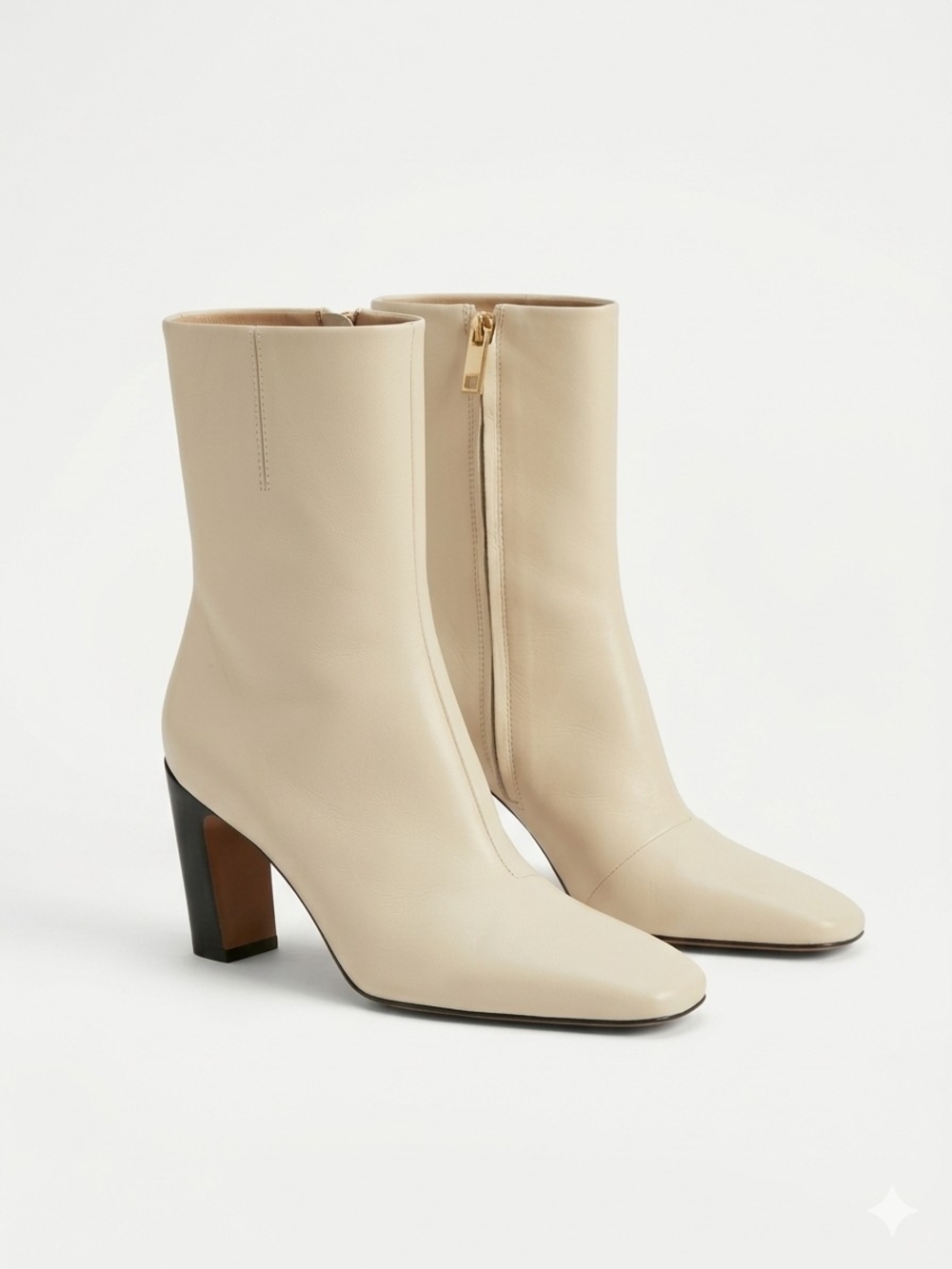 Franco Sarto Vince 1920 Cream Leather Ankle Boots Square Toe Heel 9.5